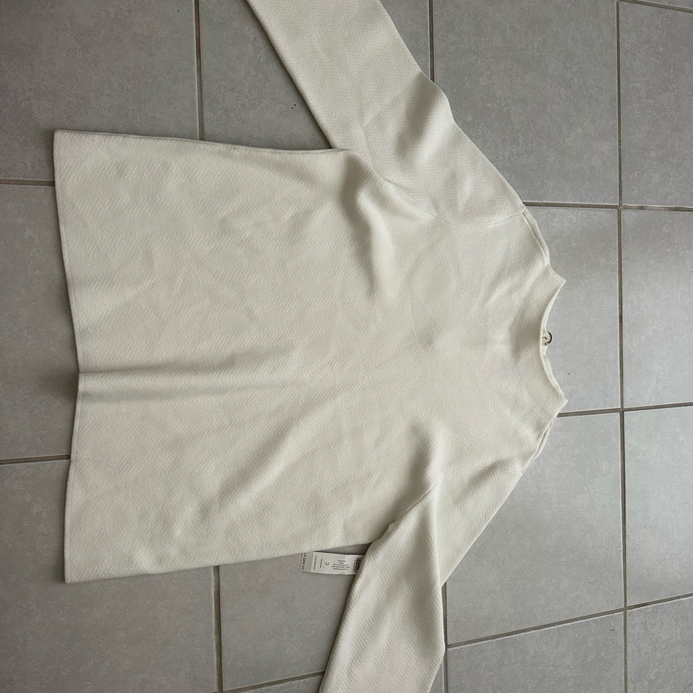 Chico's Cream Textured Zip Top